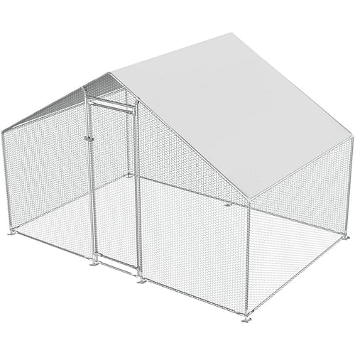 9.8 Ft x 6.5 Ft Outdoor Metal Walk-in Chicken Coop Cage with