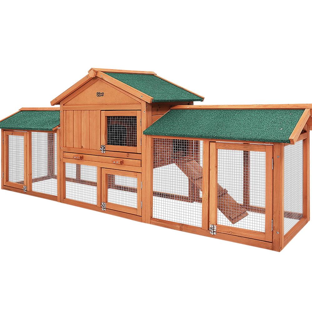 i.Pet Chicken Coop Rabbit Hutch 220cm x 44cm x 84cm Large Chicken Coop