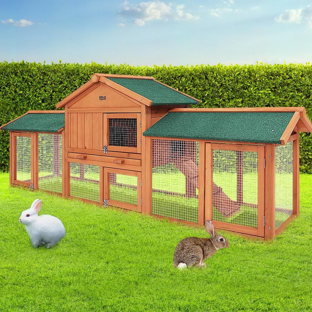i.Pet Chicken Coop Rabbit Hutch 220cm x 44cm x 84cm Large Chicken Coop