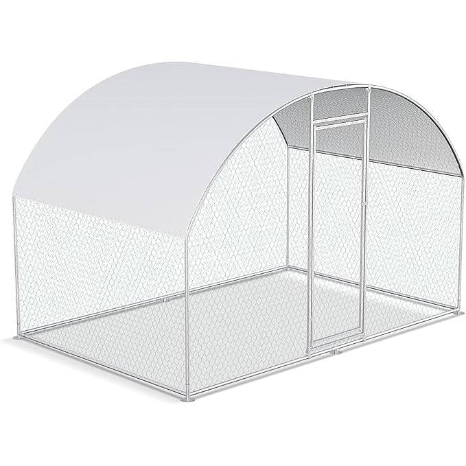 9.8 Ft x 6.6 Ft Outdoor Metal Chicken Coop with Dome Roof and