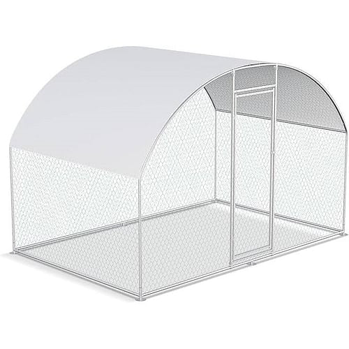 9.8 Ft x 6.6 Ft Outdoor Metal Chicken Coop with Dome Roof and
