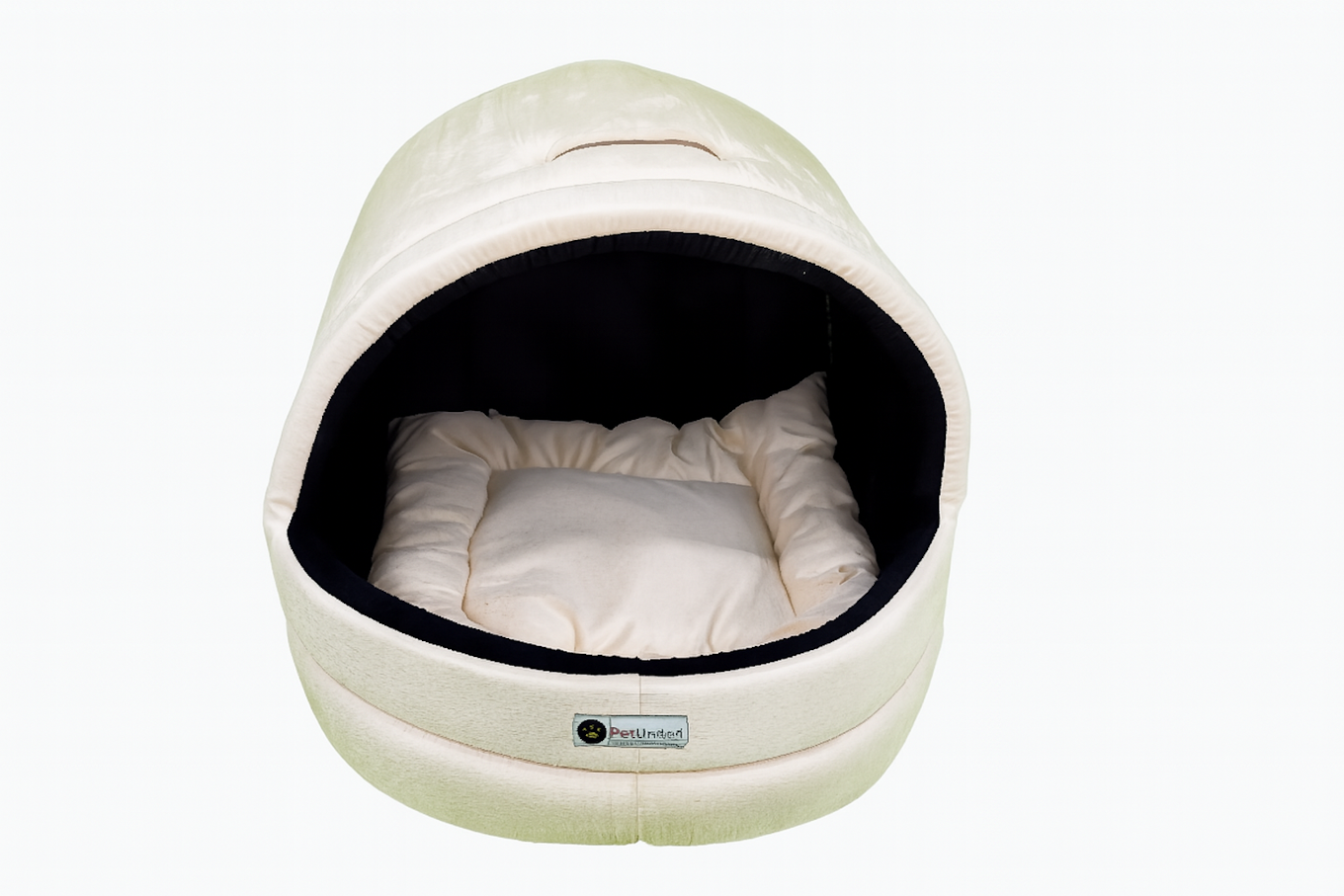Soft Covered Igloo Style Pet House-White & Black